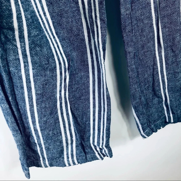 Old Navy Linen Blend Striped Wide Leg Pants Blue S - Picture 5 of 8